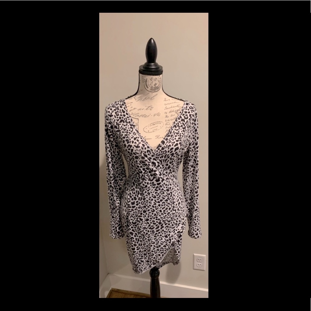 Leopard vneck wrap dress
